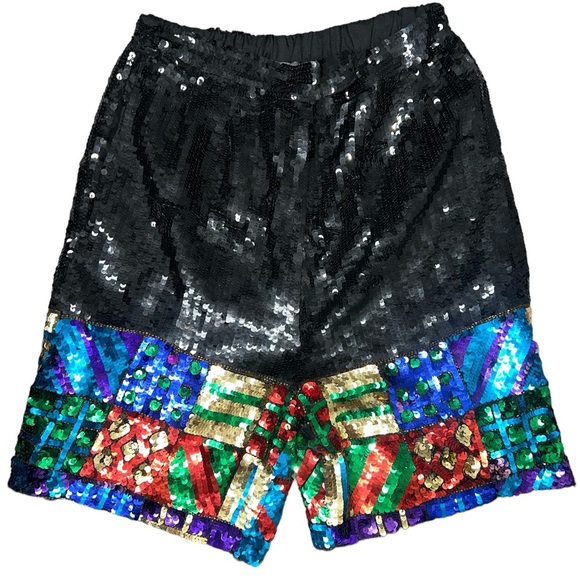 Modi Vintage Fully Sequined & Beaded Funky Festival Disco Silk Vest & Short Set - Picture 10 of 13